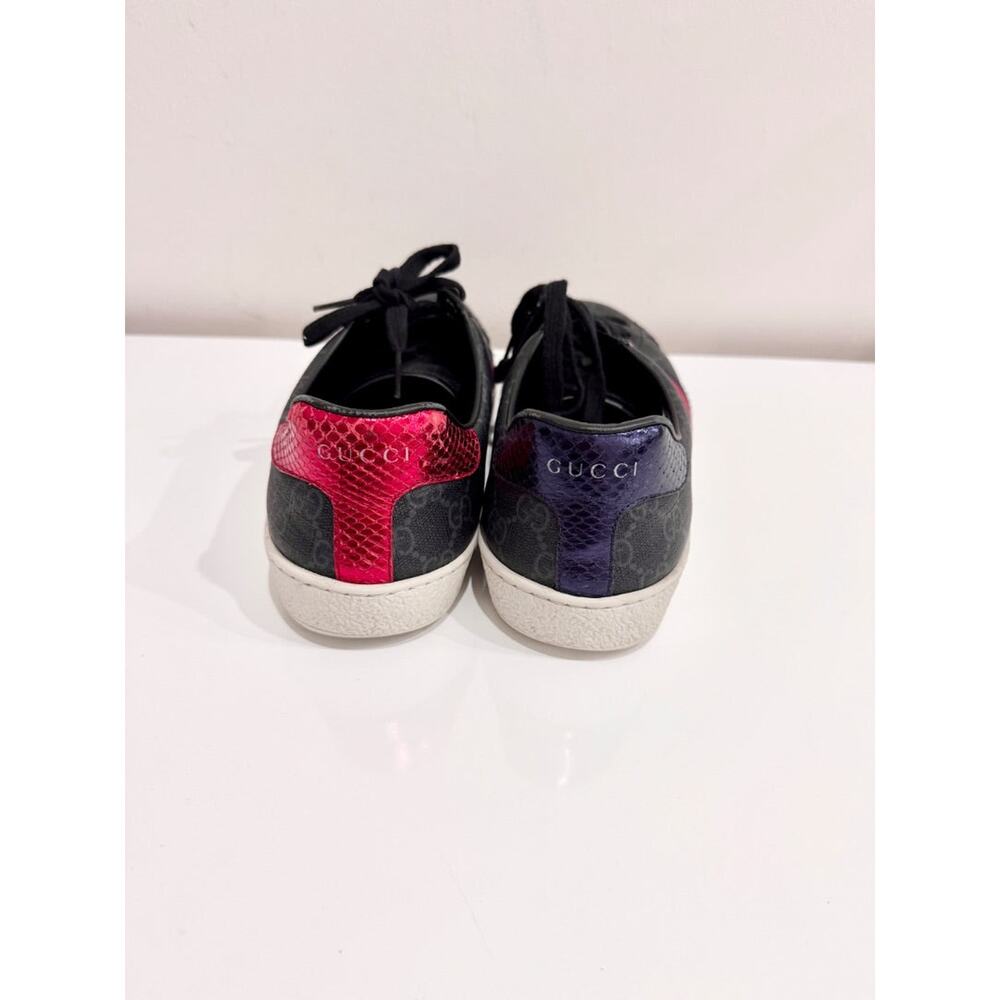 Gucci Ace GG Supreme Monogram Low Top Sneakers Black Gray Mens Size US 9.5 - Picture 7 of 9